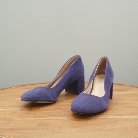 27 Edit Naturalizer Womens Rebecca Pumps Heels Blue Suede Close Toe Size 8 M - Picture 4 of 11